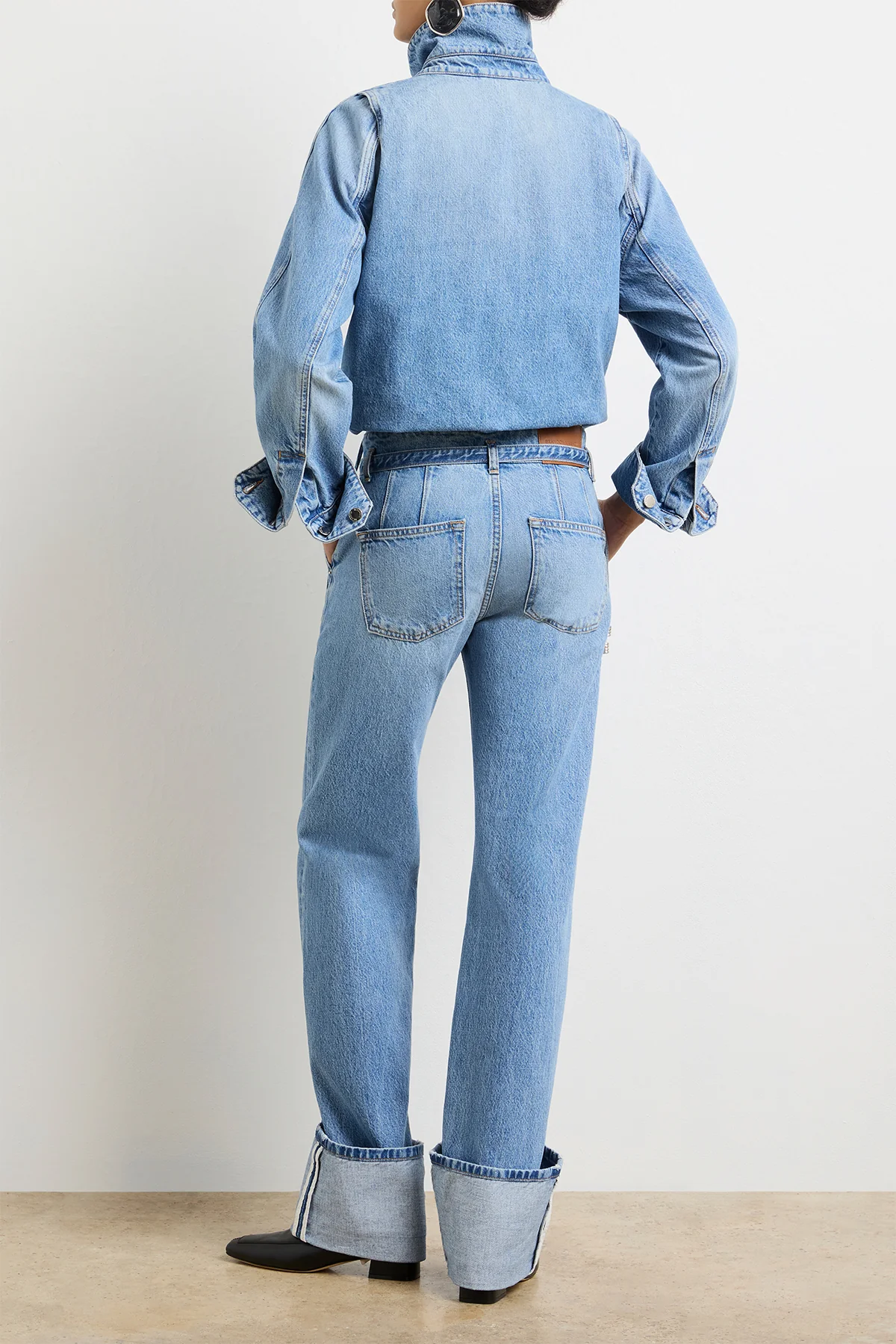 The Belted Alexa Cuffed Denim in Vintage Wash - Image 5