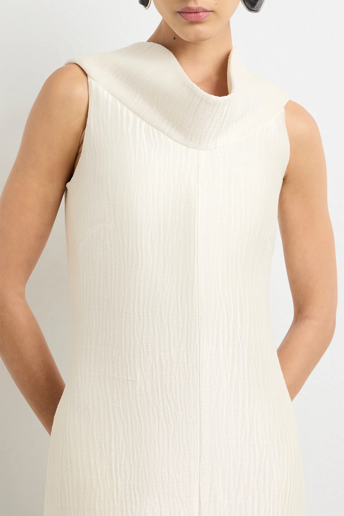 The Blair Sheath Dress in Pearl Sponge Silk - Image 3