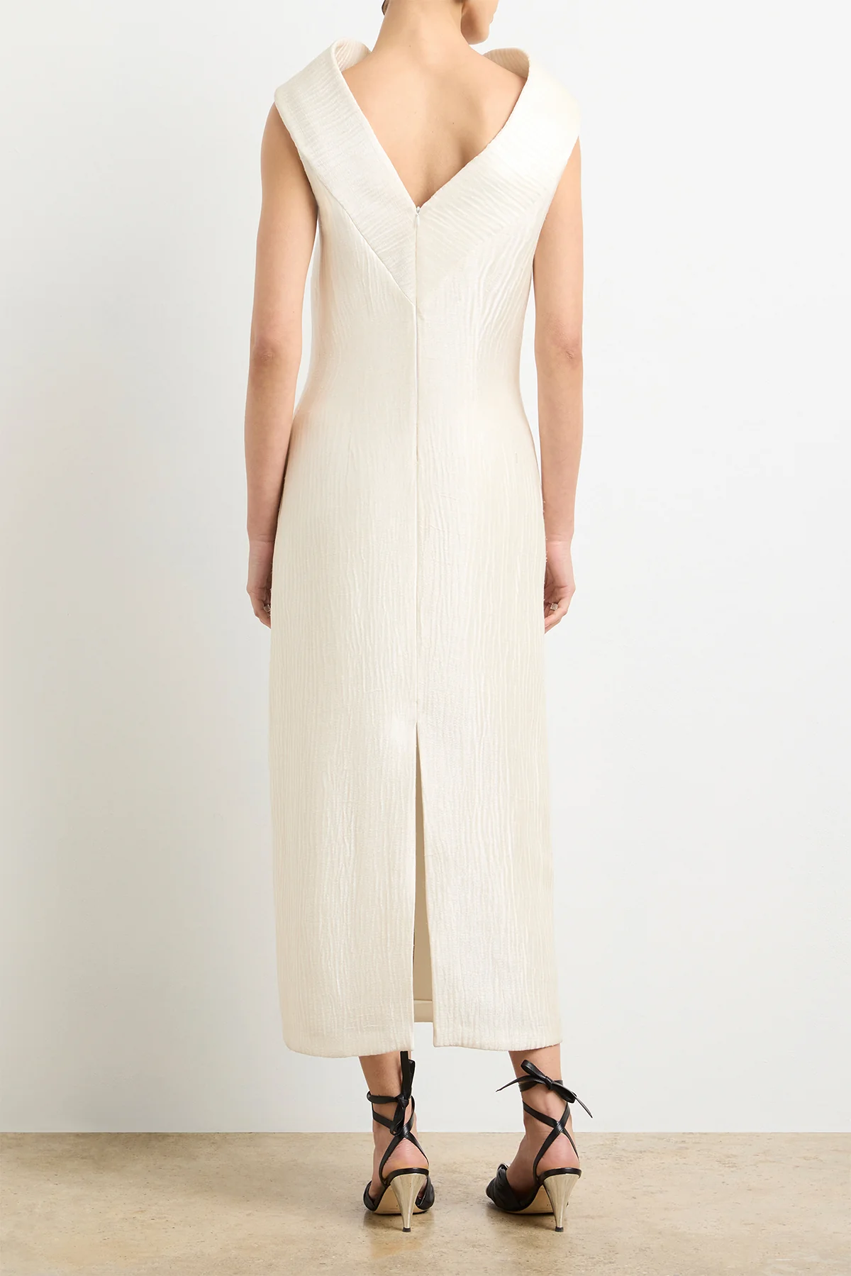The Blair Sheath Dress in Pearl Sponge Silk - Image 4