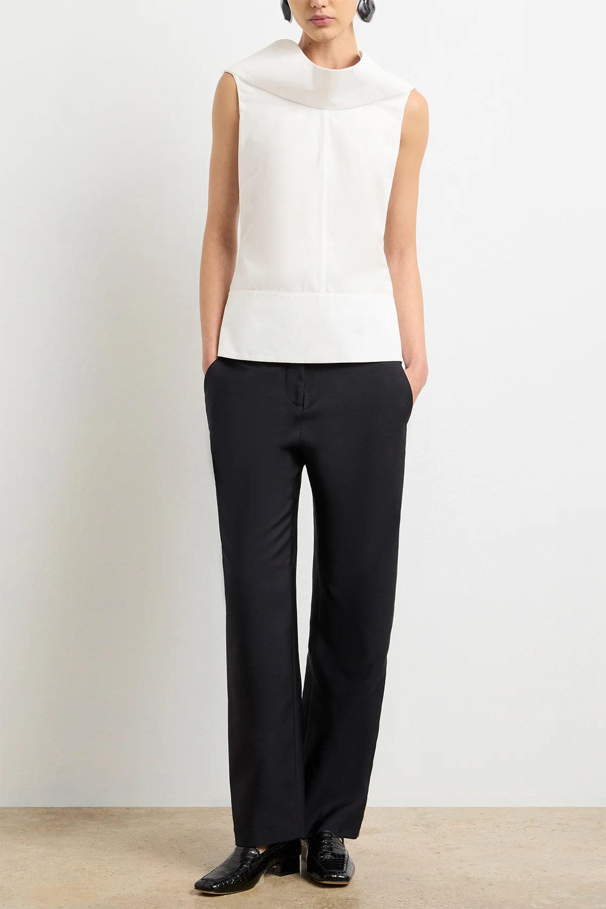 The Bowie Top in White Cotton Poplin - Image 3