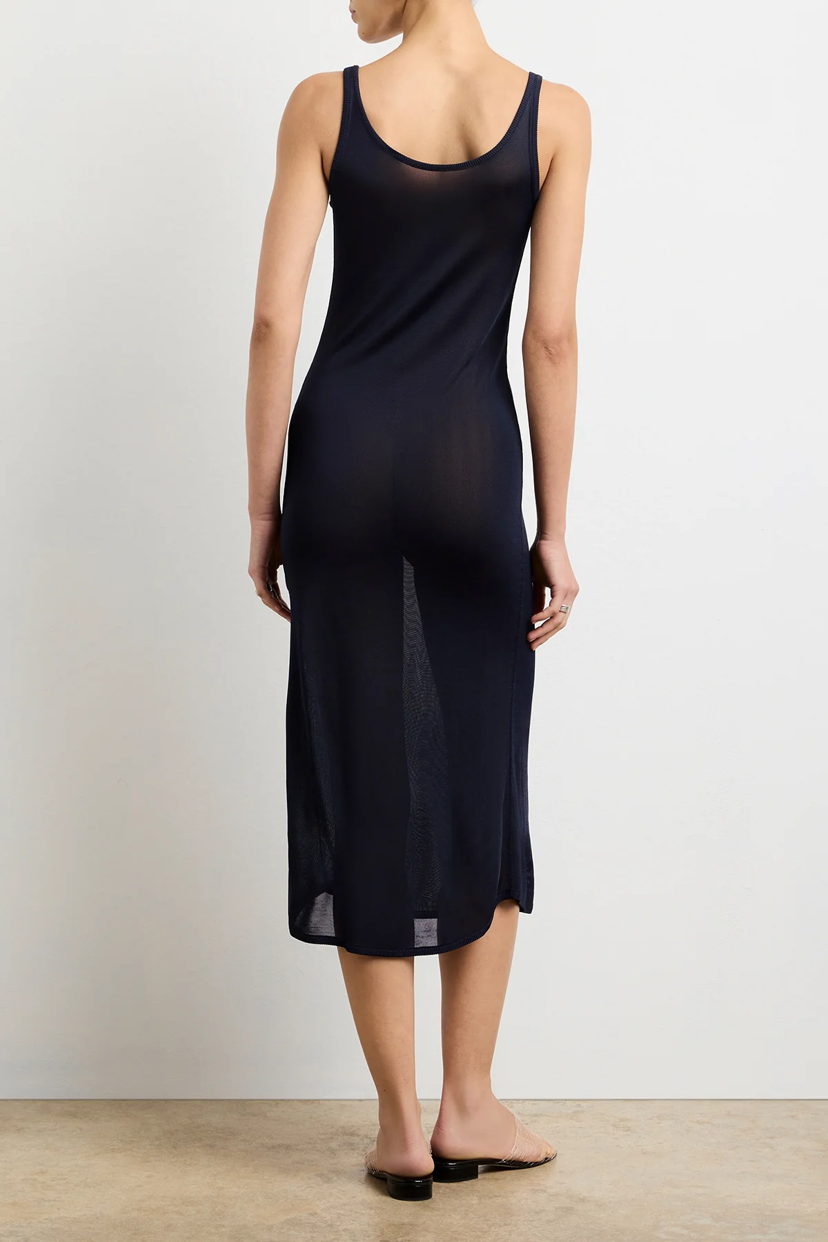 The Catherine Henley Tank Midi Dress in Navy - Image 3