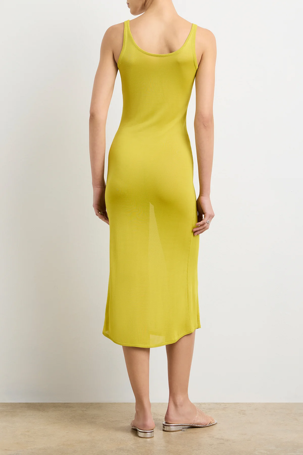 The Catherine Henley Tank Midi Dress in Olive Oil - Image 3