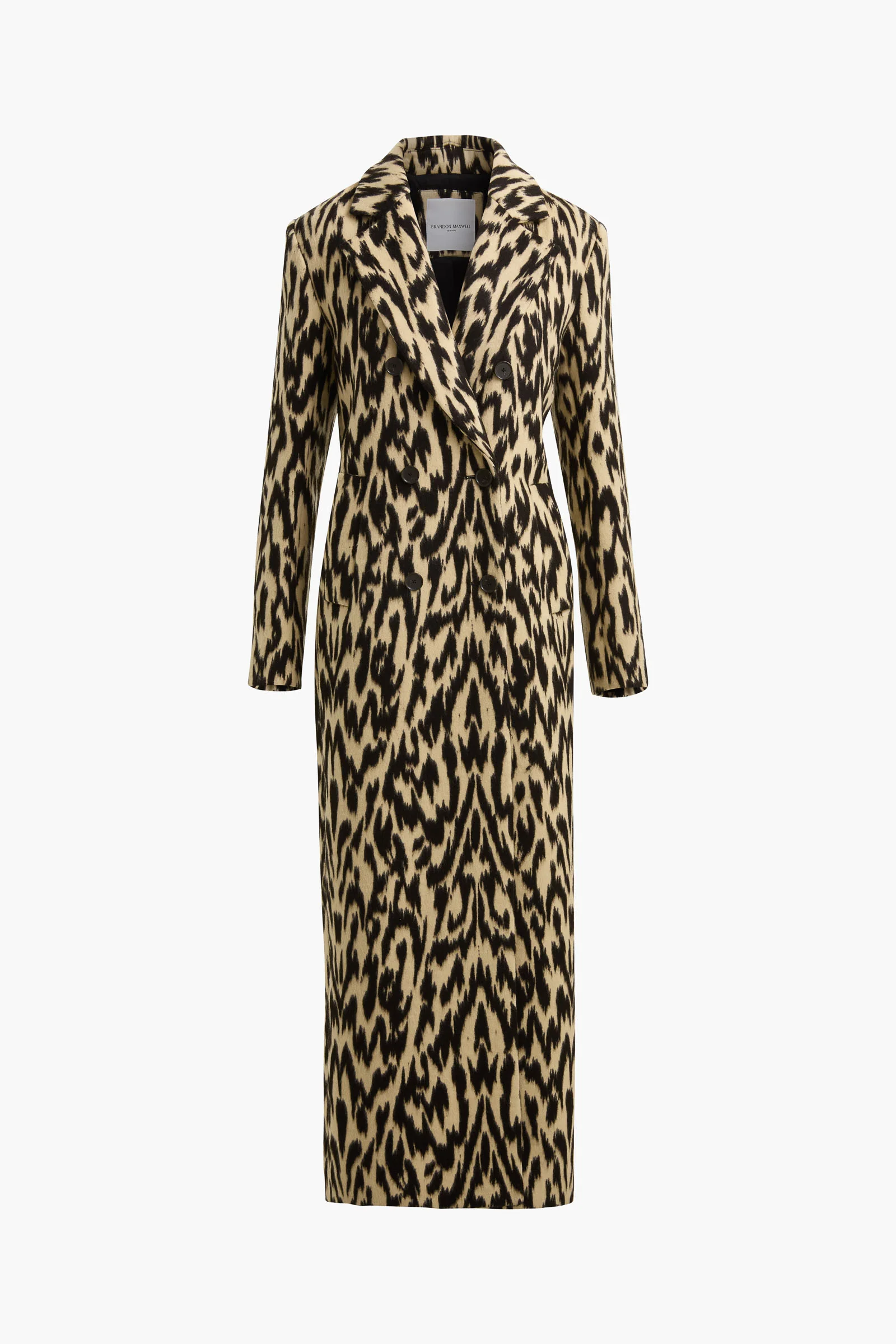 The Demi Double Breasted Coat with Scarf in Abstract Leopard - Image 3