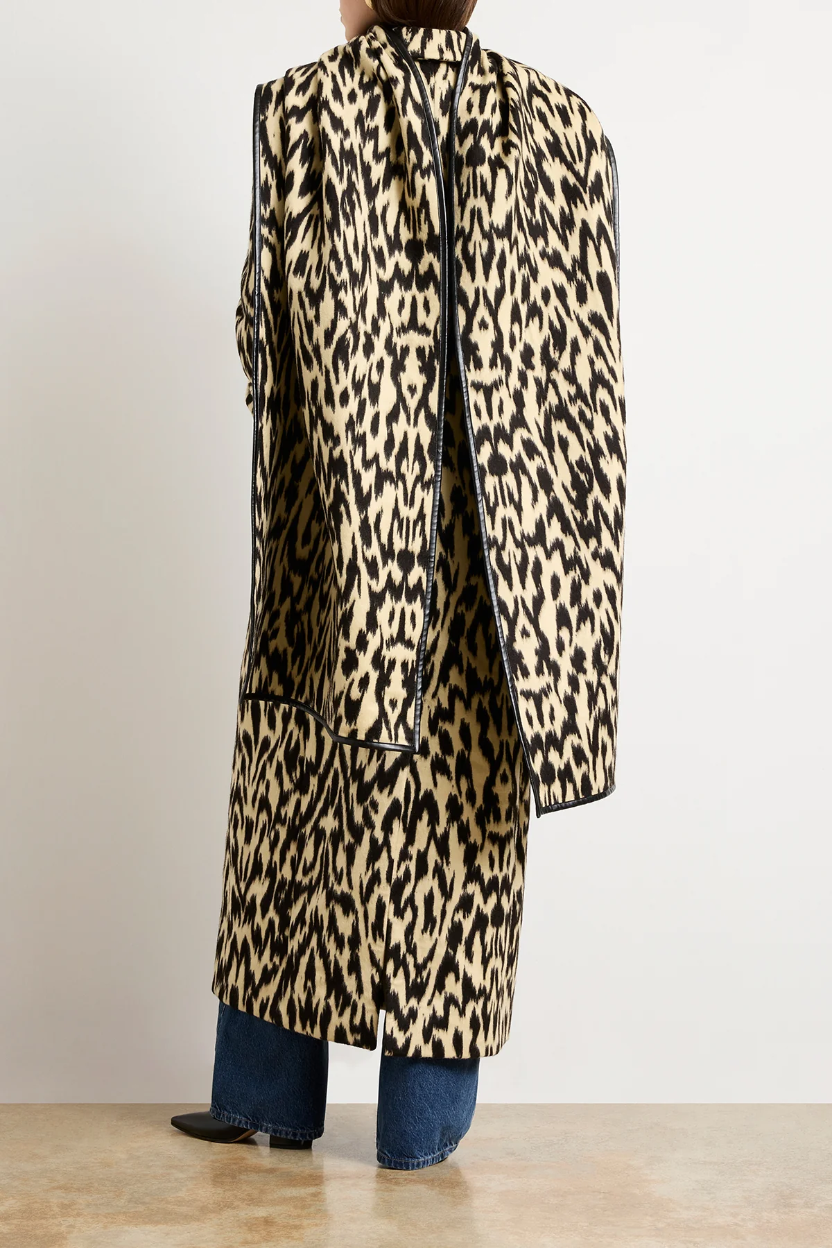 The Demi Double Breasted Coat with Scarf in Abstract Leopard - Image 5