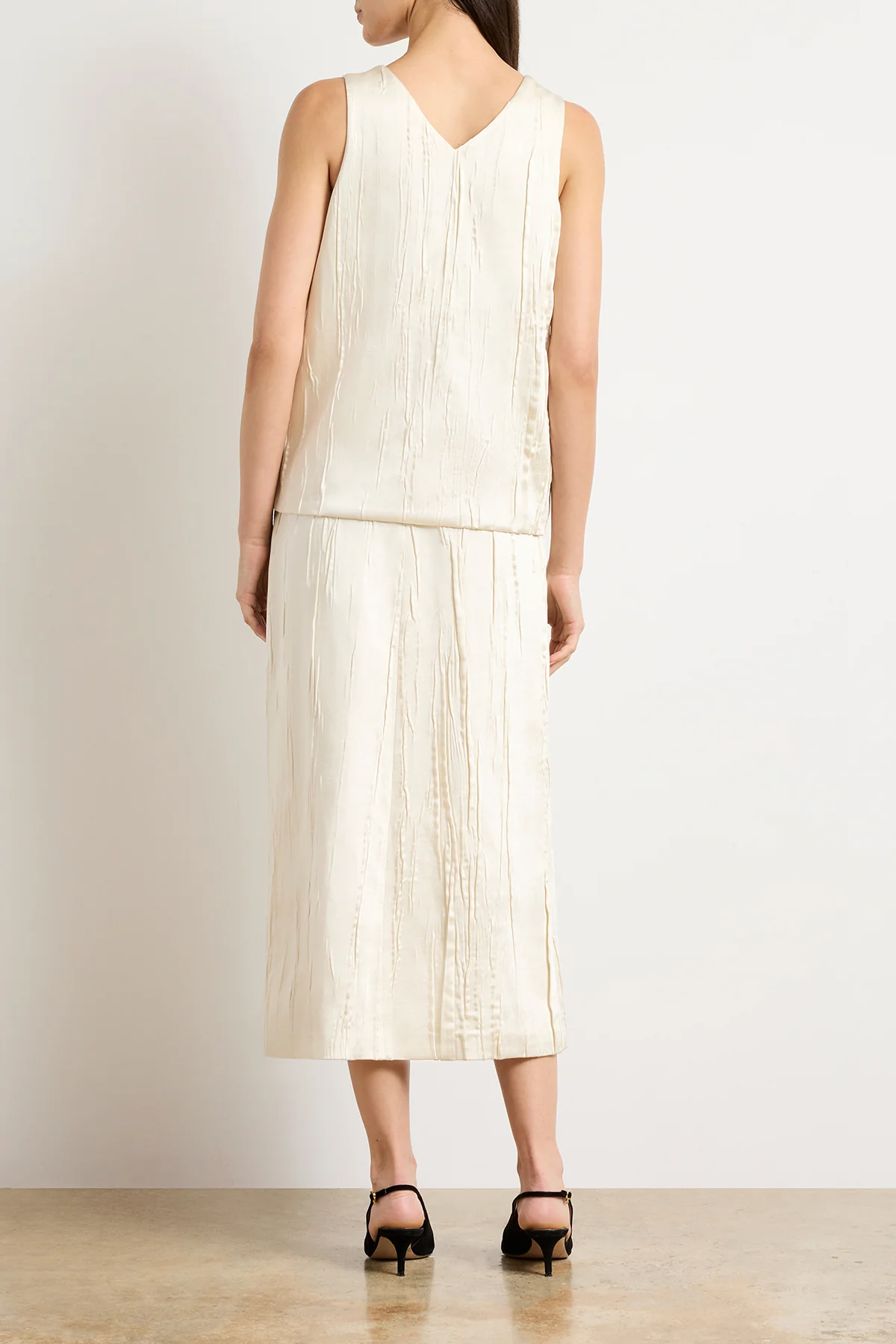 The Drew Deep V Tank in Ivory - Image 4