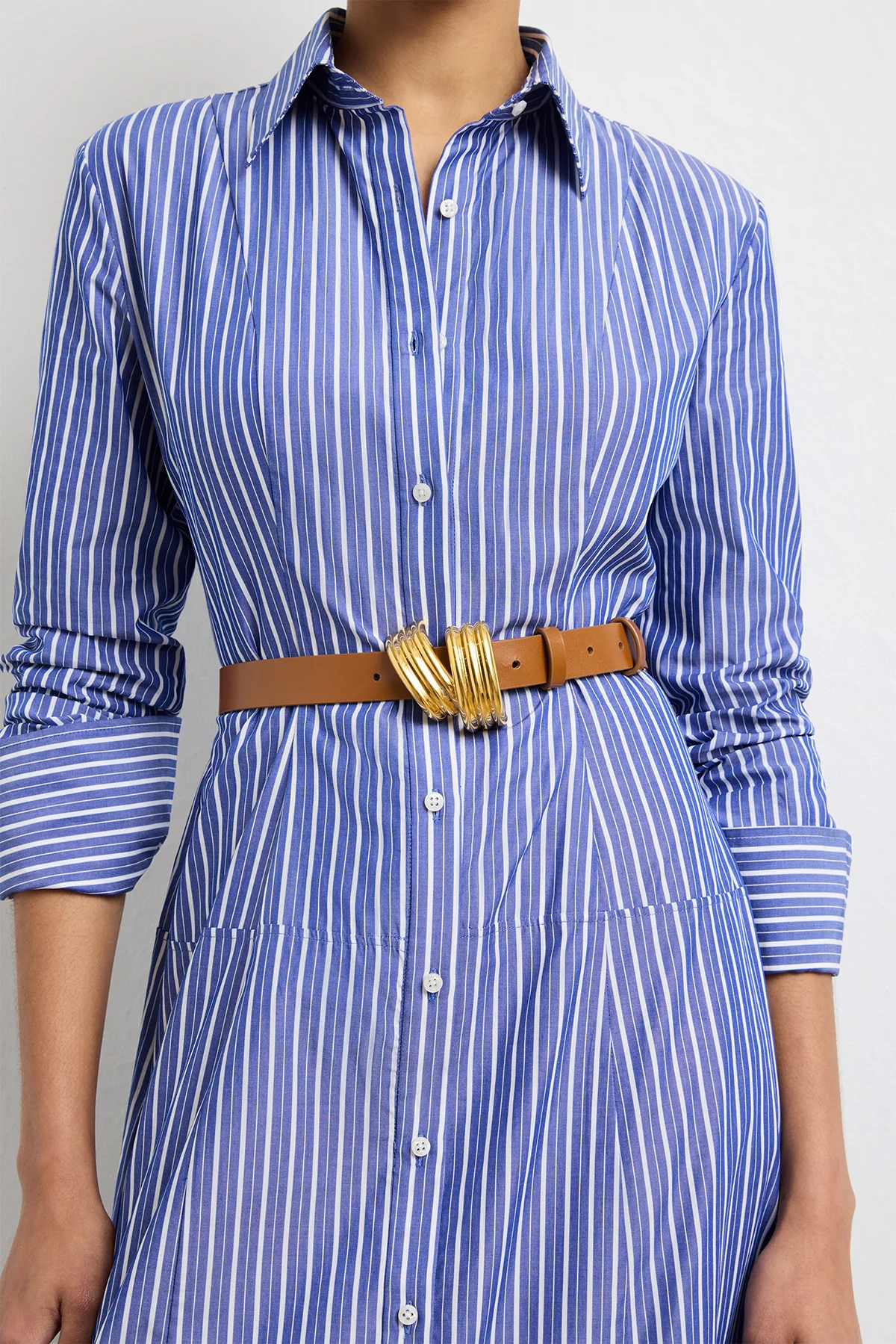 The Edythe Swirl Belt in Cognac and Gold - Image 3