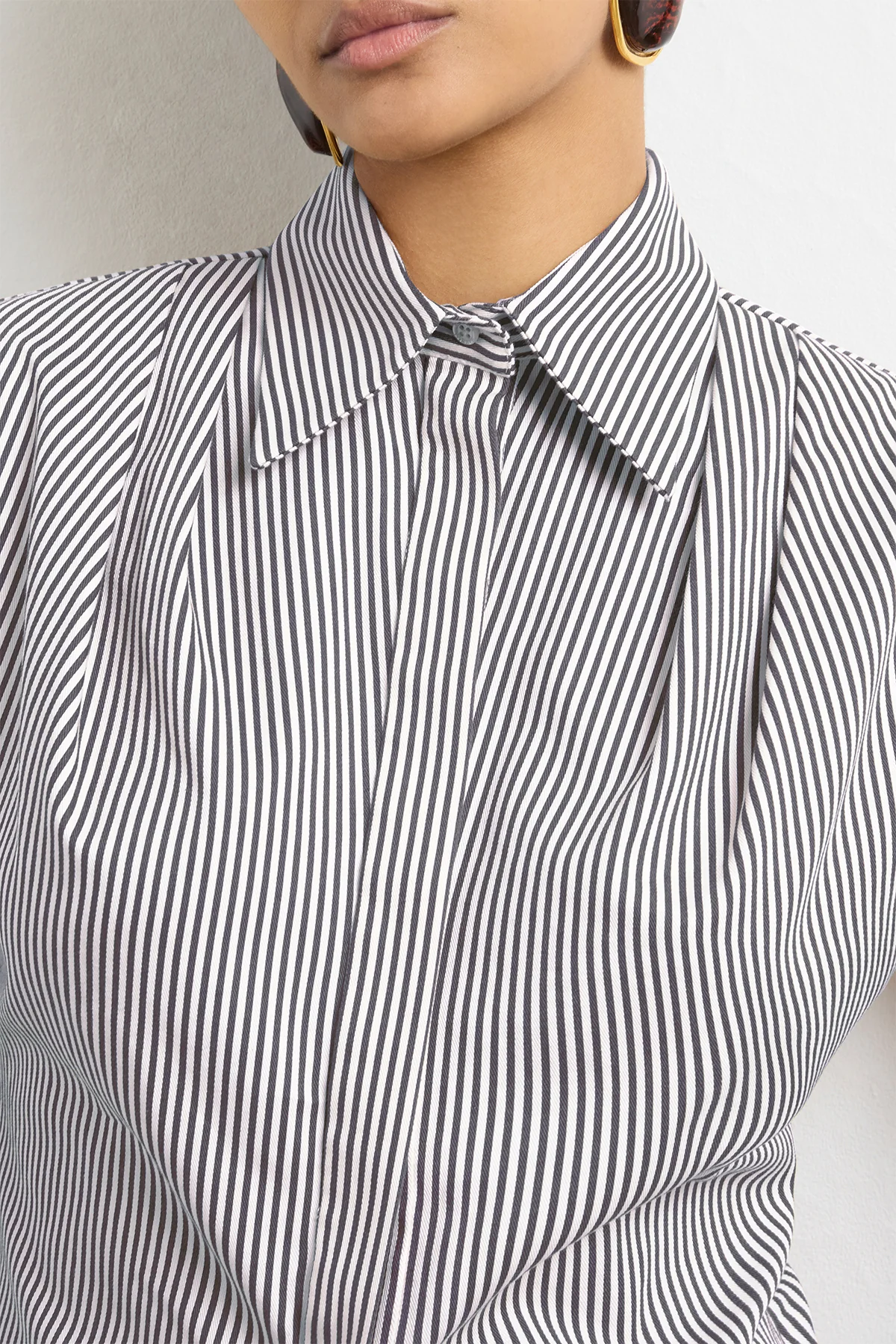 The Gabi Top in Black and White Striped Cotton - Image 3