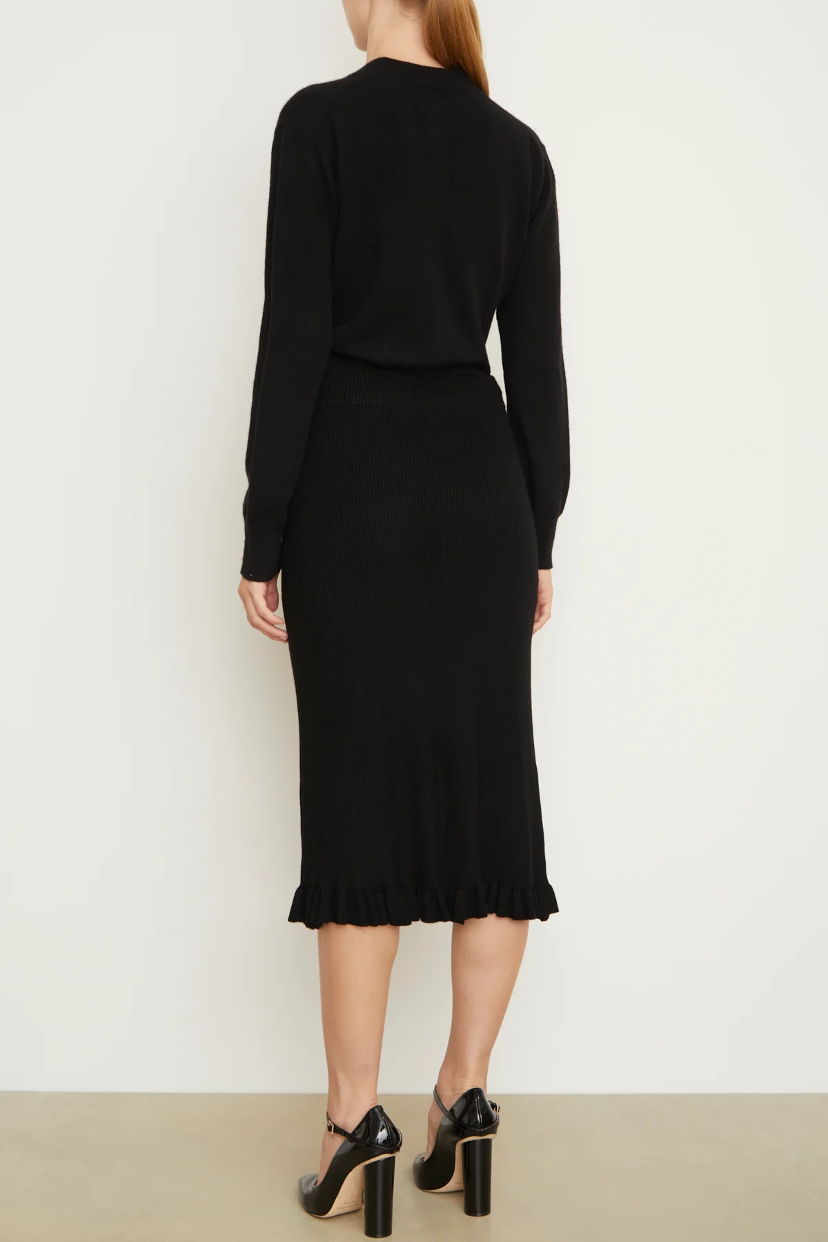 The Grace Cashmere Midi Skirt in Black - Image 4