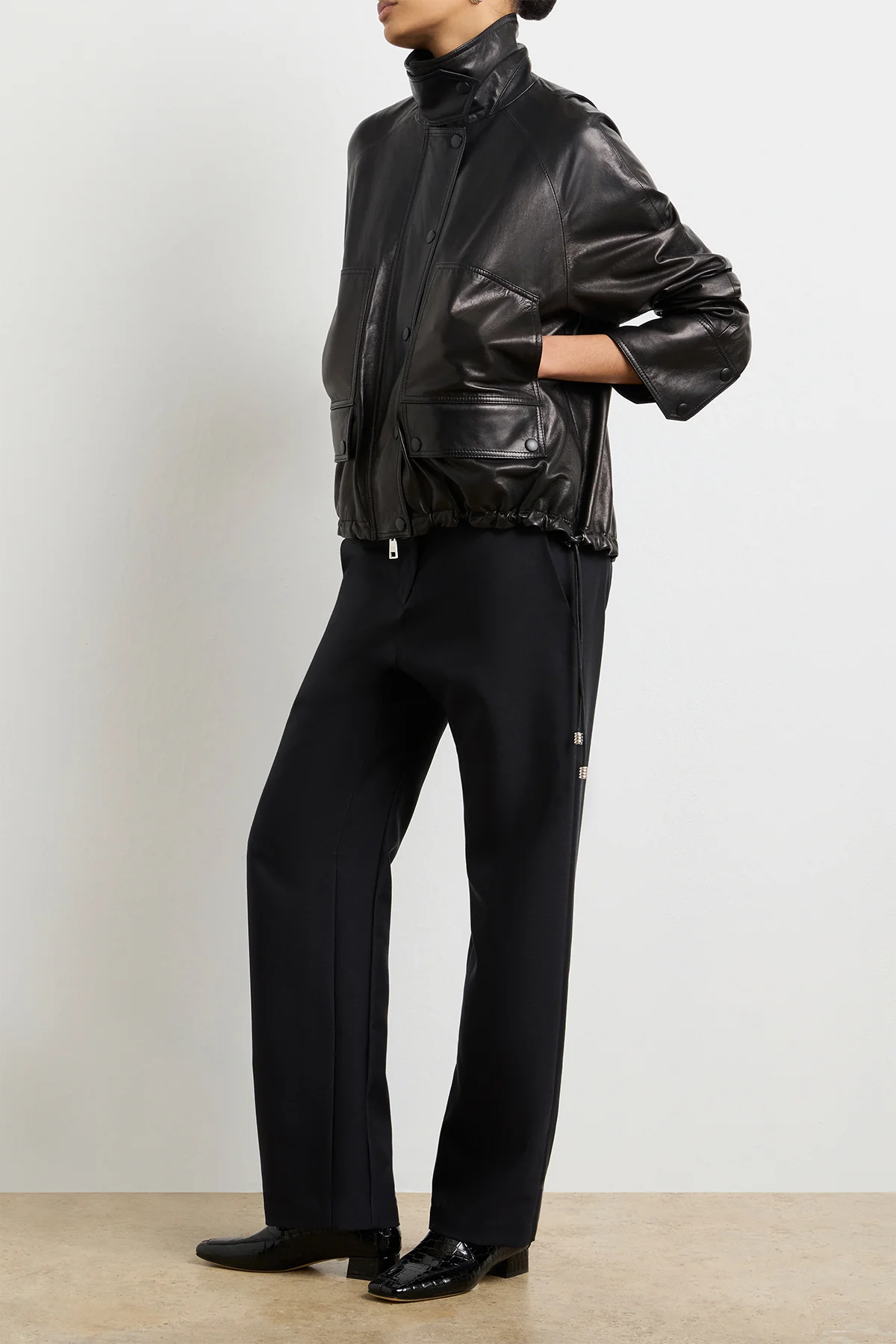 The Harper Balloon Jacket in Black Nappa Leather - Image 4