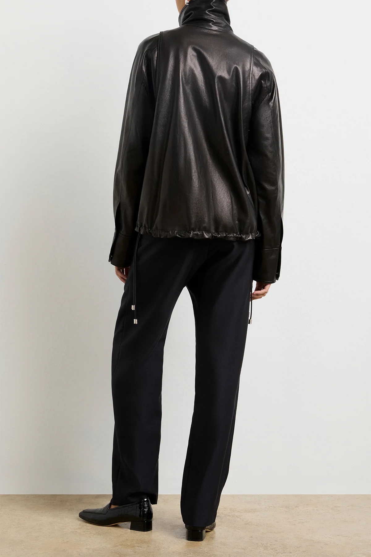 The Harper Balloon Jacket in Black Nappa Leather - Image 5