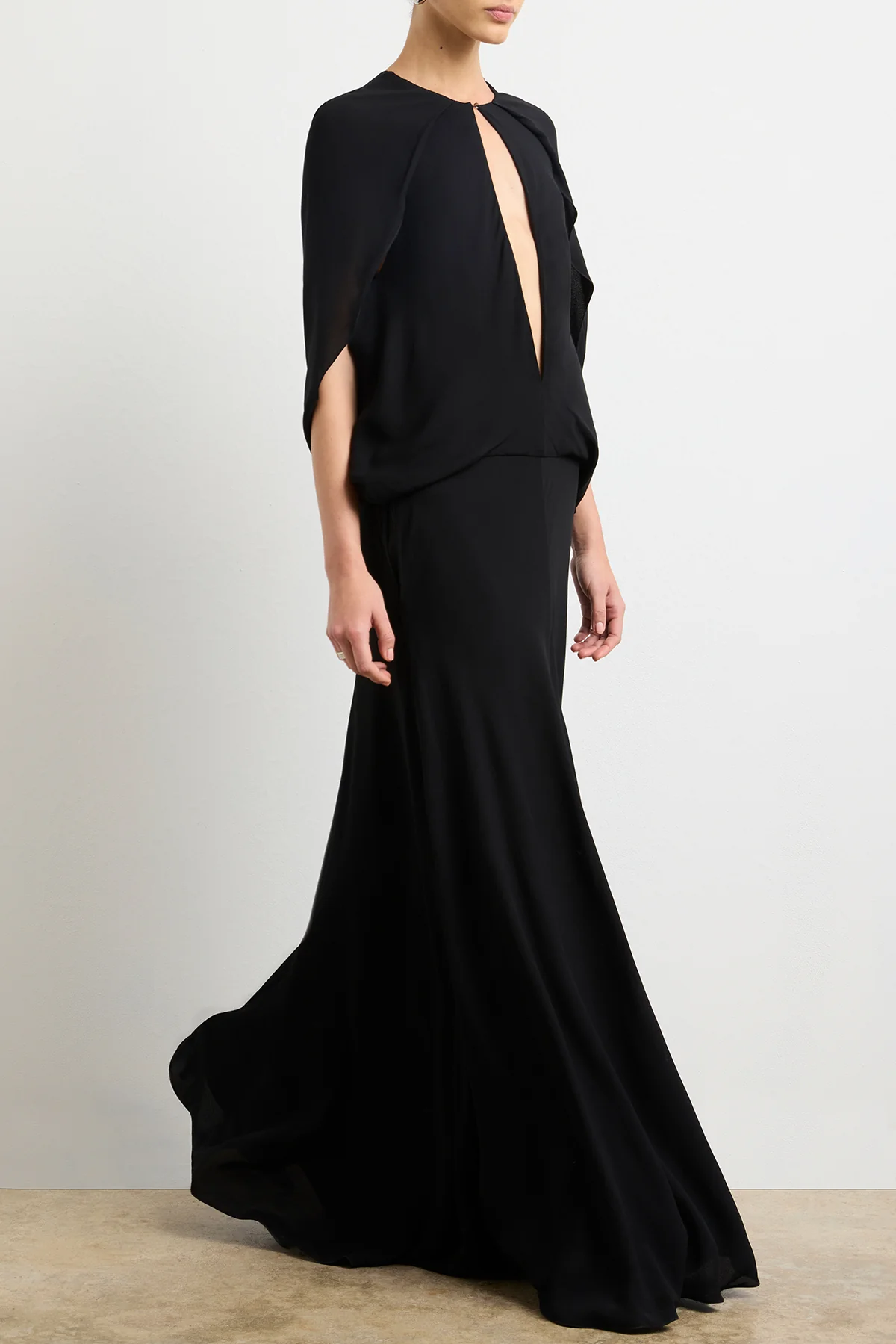 The Jillian Cape Dress in Black - Image 3