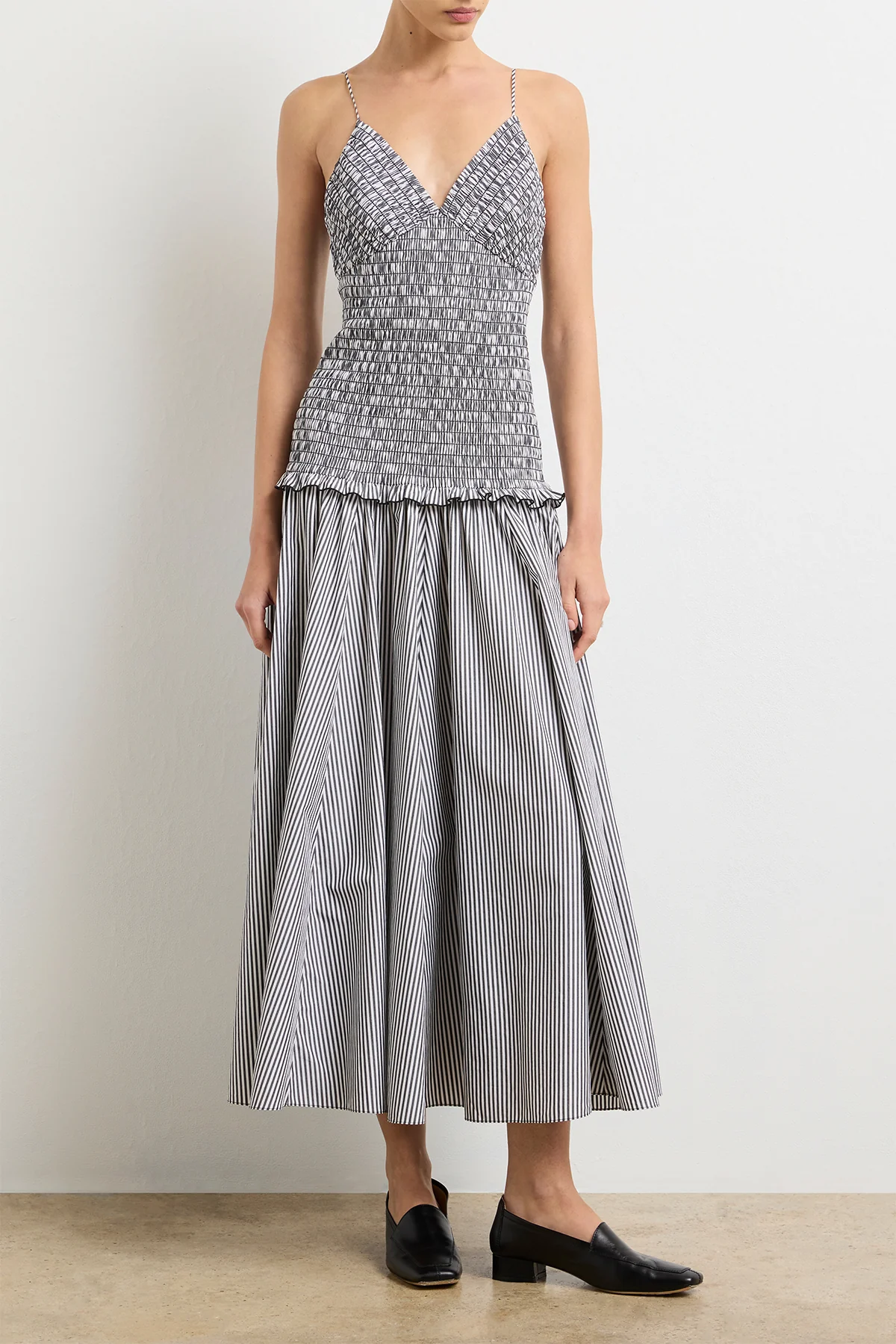 The Josie Dress in Black and White Striped Cotton - Image 4
