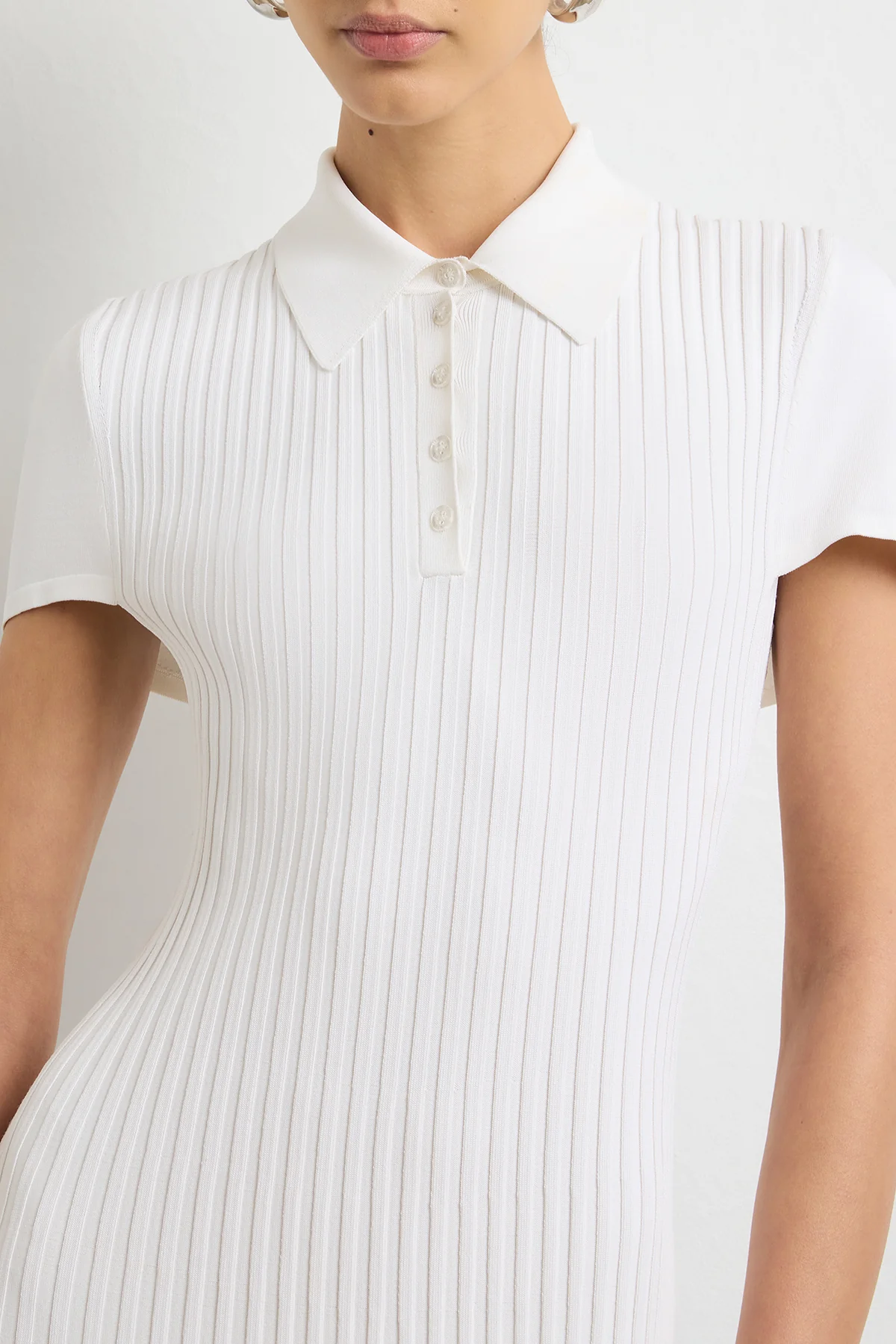 The Joyce Midi Polo Dress in White - Image 4