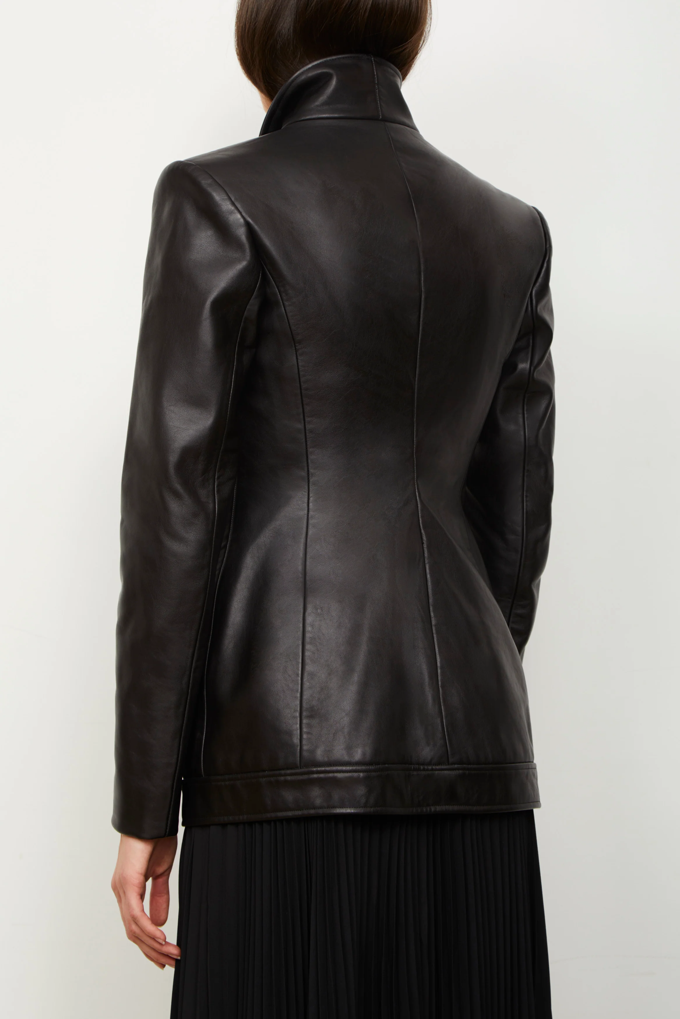 The Lottie High Collar Double Breasted Jacket in Black - Image 4