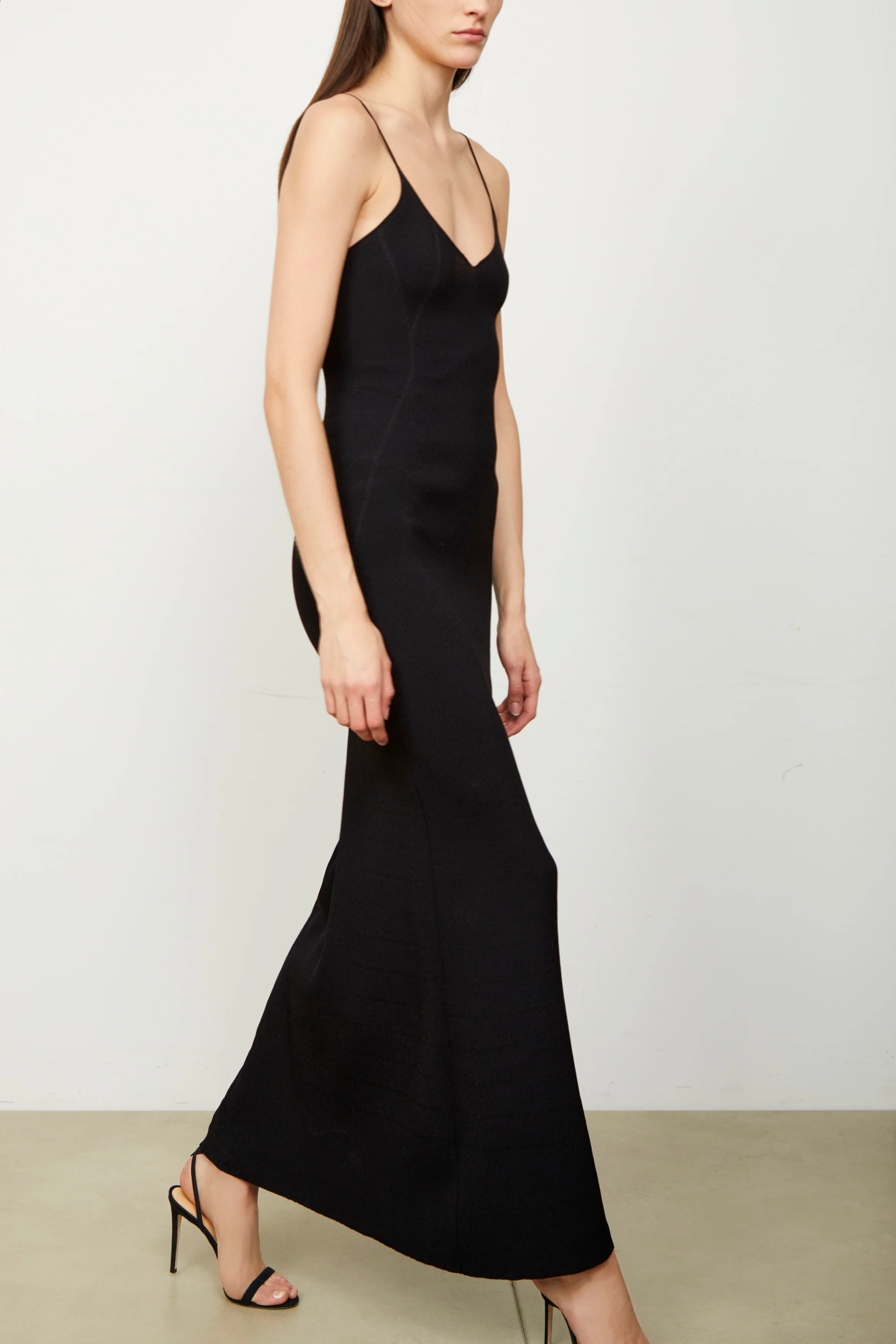 The Maeve Ankle Length Ribbed Knit Dress in Black - Image 3