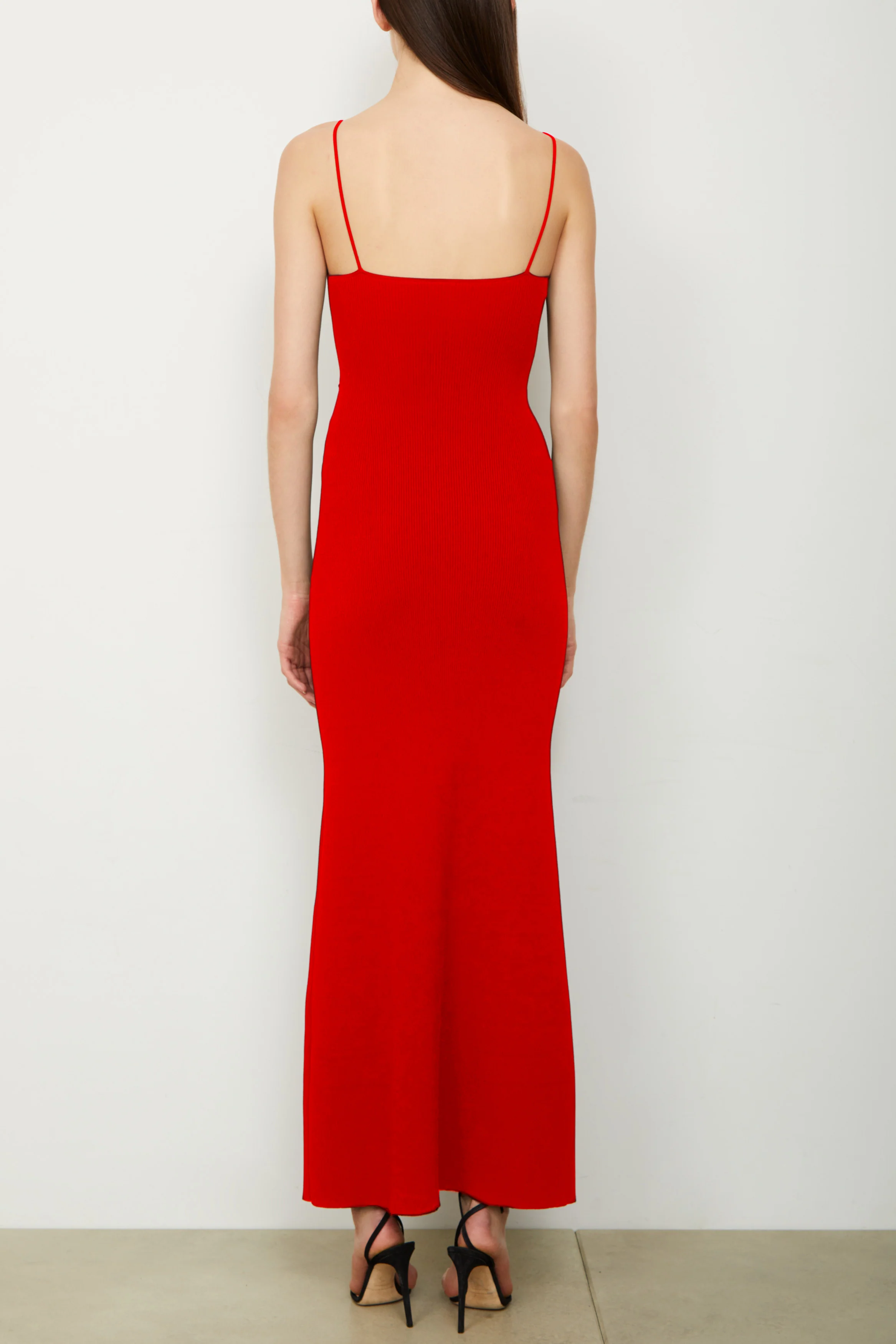 The Maeve Ankle Length Ribbed Knit Dress in Red - Image 3