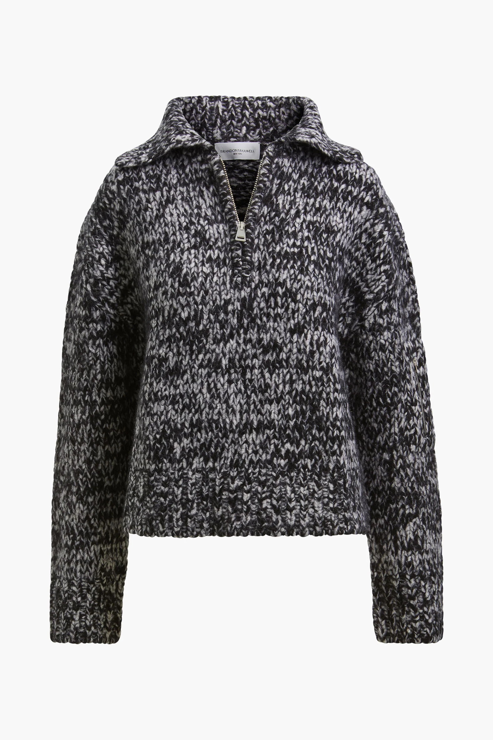 The Posie Half Zip Sweater with Sleeve Pocket in Static
