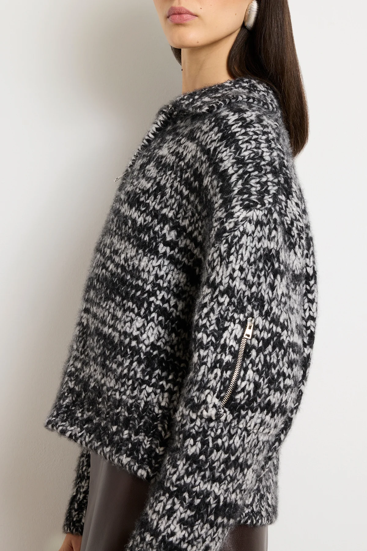 The Posie Half Zip Sweater with Sleeve Pocket in Static - Image 3