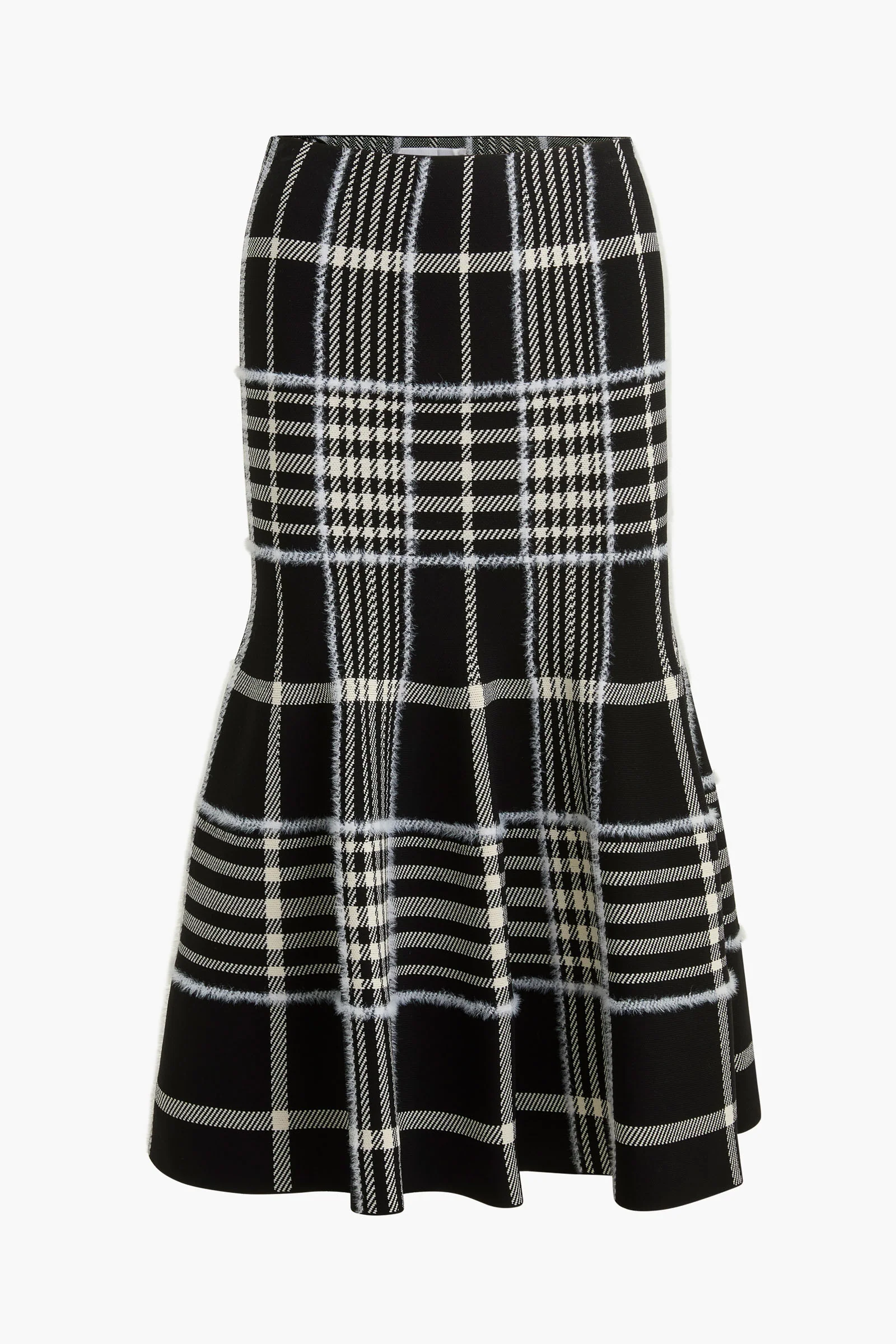The Rory Flare Knit Skirt with Jacquard Plaid in Black Plaid