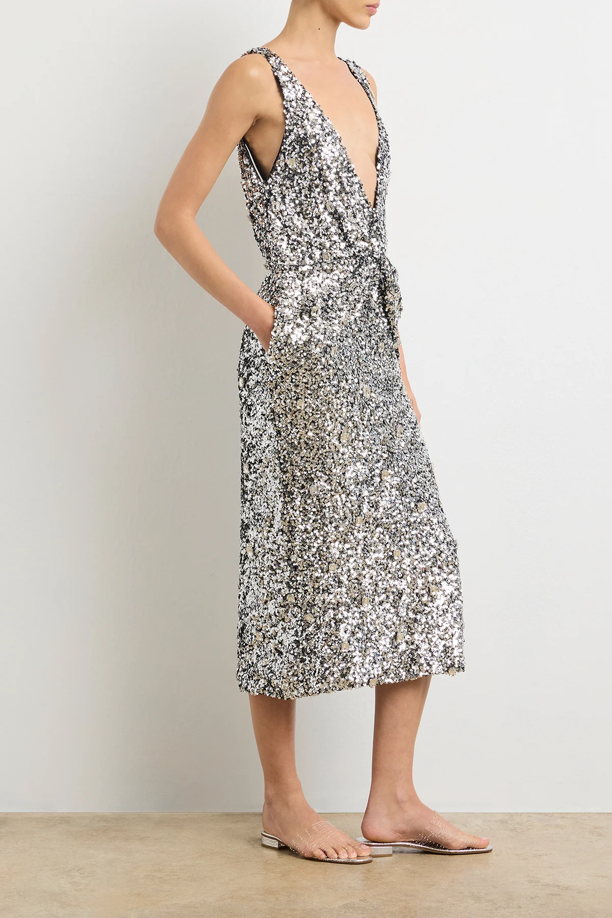 The Santha Dress in Silver Sequin - Image 3