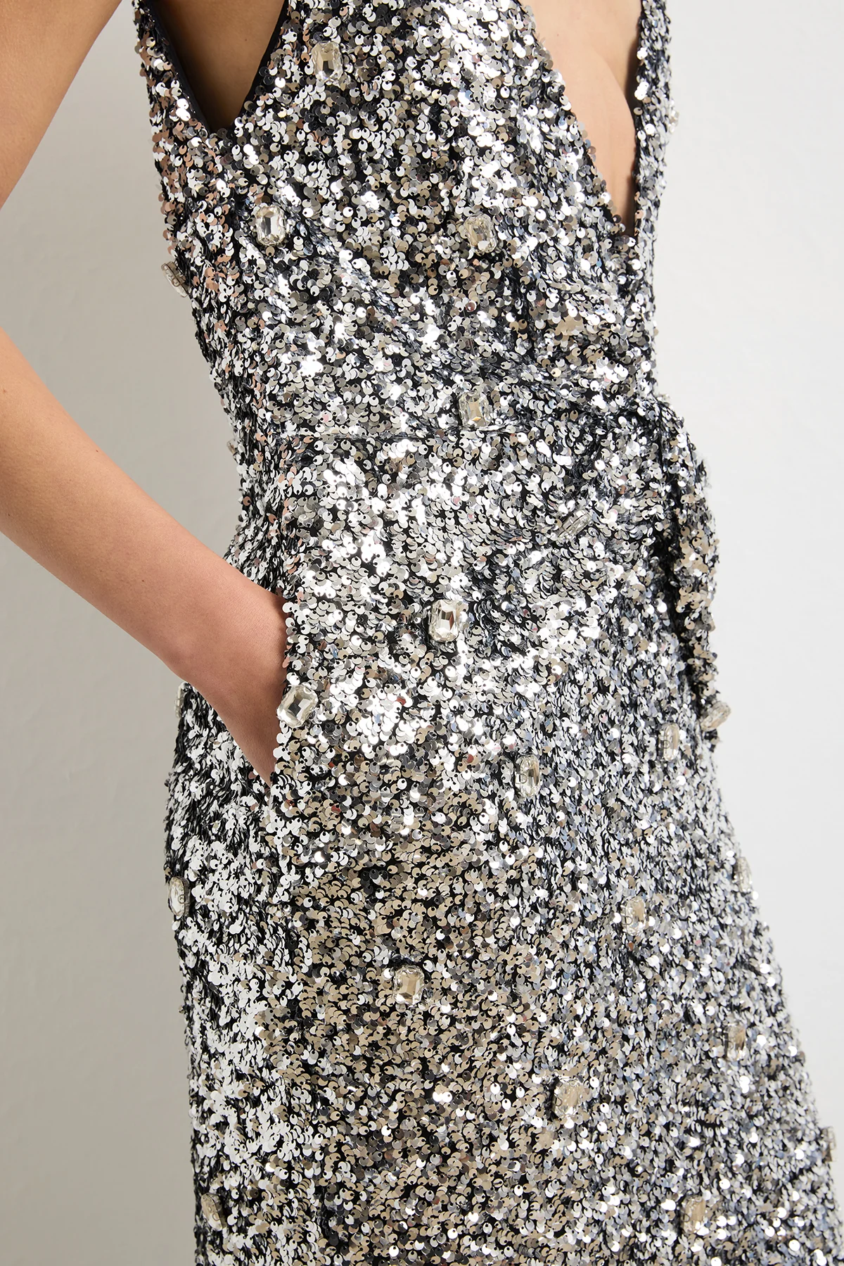 The Santha Dress in Silver Sequin - Image 5