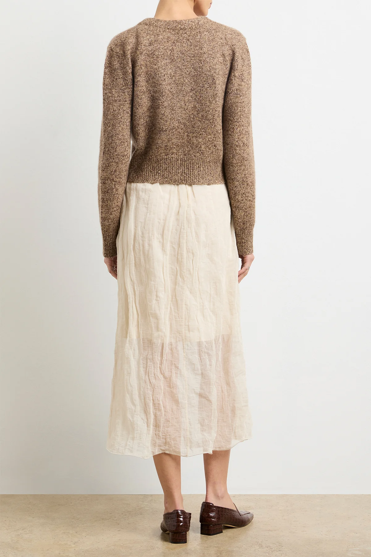 The Sloane Cardigan in Marled Brown Silk Cashmere - Image 4