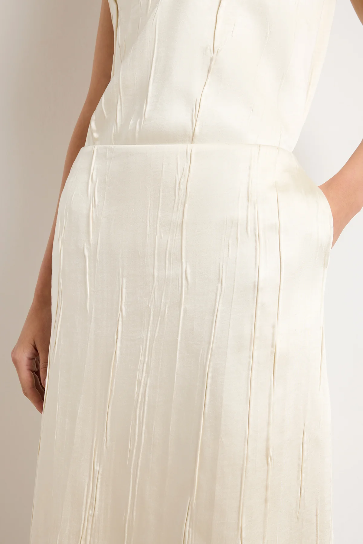 The Tierney Satin Straight Skirt in Ivory - Image 3
