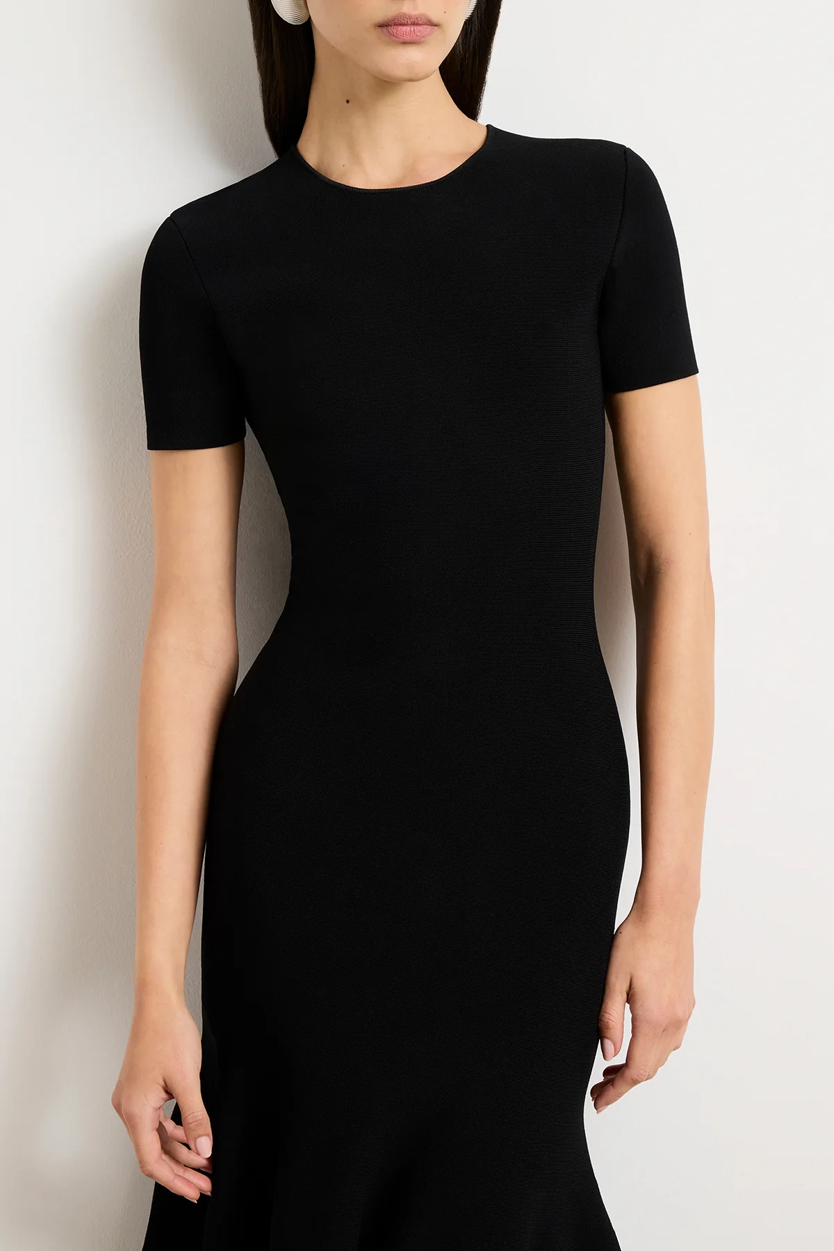 The Willa Knit Dress with Trumpet Skirt in Black - Image 4
